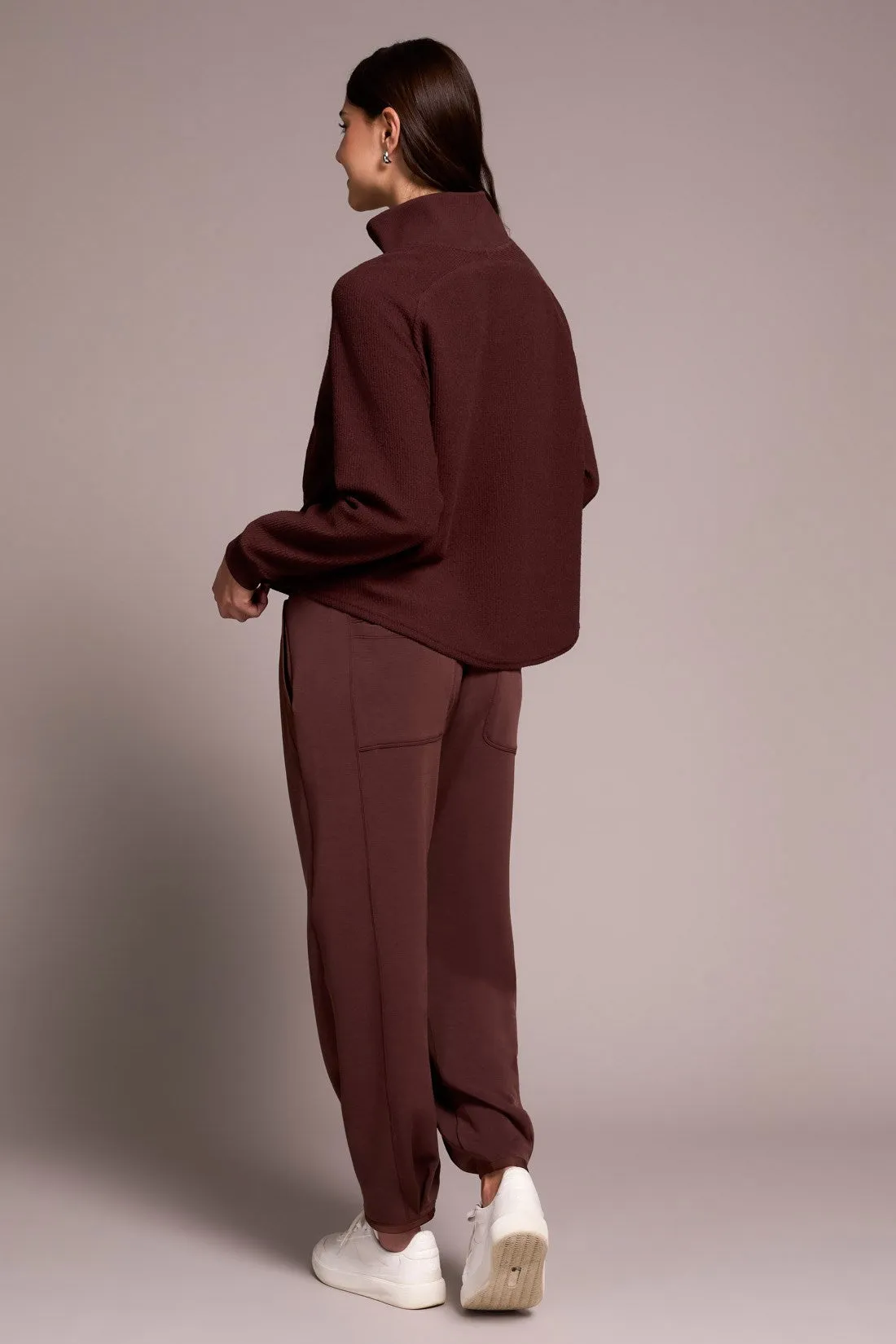 Johnny Collar Ribbed Henley Top-Cocoa sold by Tribal product image thumbnail 2