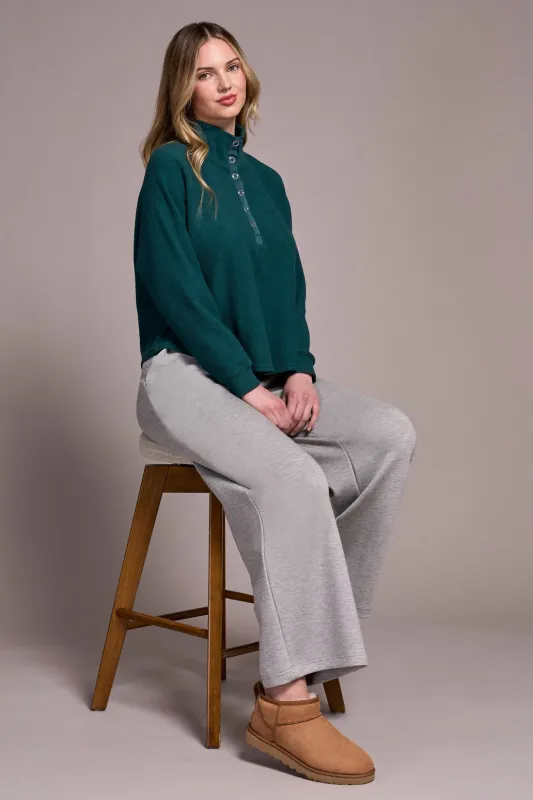 Johnny Collar Ribbed Henley Top-Silverpine sold by Tribal