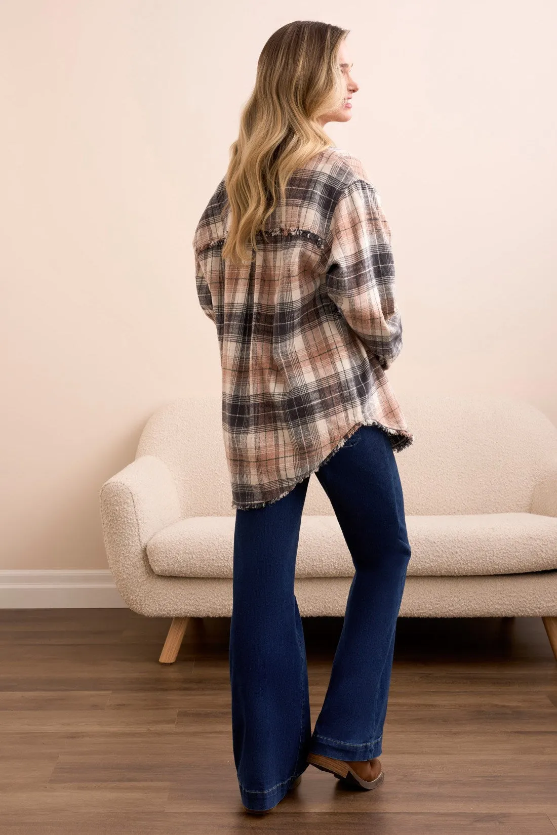 Plaid Flannel Fringed-Hem Shirt-Nordicstone sold by Tribal product image thumbnail 2