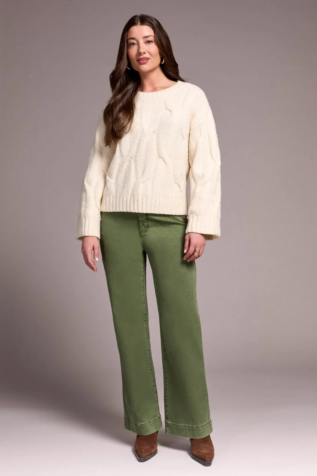 Cable-Knit Textured Crewneck Sweater-H cream sold by Tribal product image thumbnail 3
