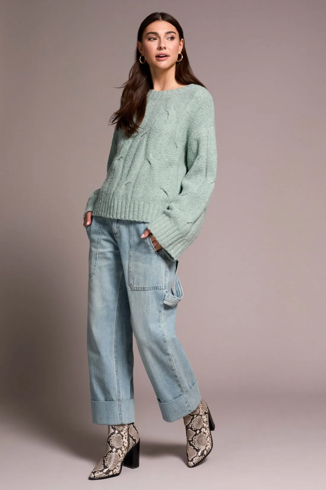 Cable-Knit Textured Crewneck Sweater-H silverpine sold by Tribal product image thumbnail 2