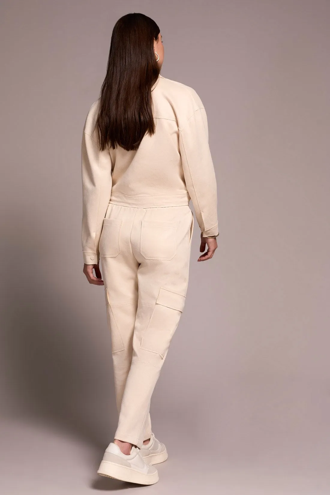 Faux Suede Cargo Elastic Waist Pants-Cream sold by Tribal product image thumbnail 4