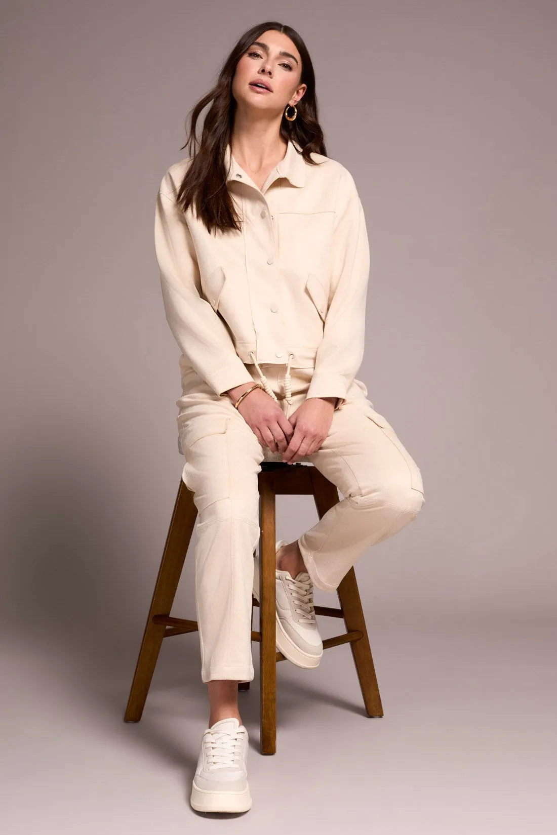 Faux Suede High-Collar Drop-Shoulder Jacket-Cream sold by Tribal product image thumbnail 2