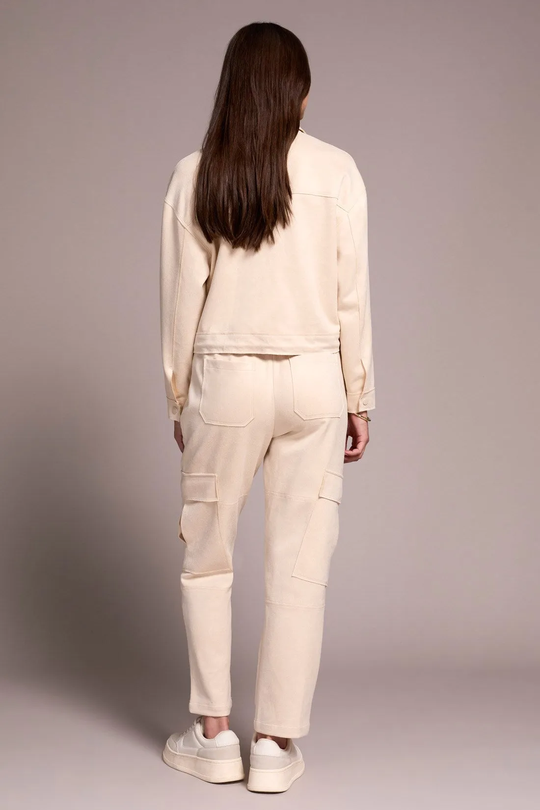 Faux Suede High-Collar Drop-Shoulder Jacket-Cream sold by Tribal product image thumbnail 4