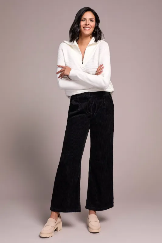 High Rise Fly-Front Wide Leg Trousers-Black sold by Tribal
