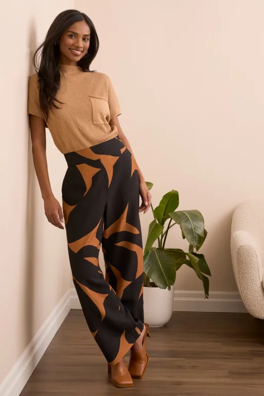 Flowy Abstract Flare Leg Pants-Bran sold by Tribal