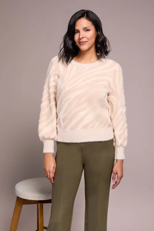 Double-Knit Puff Long Sleeve Crew Neck Sweater-Sandstone sold by Tribal
