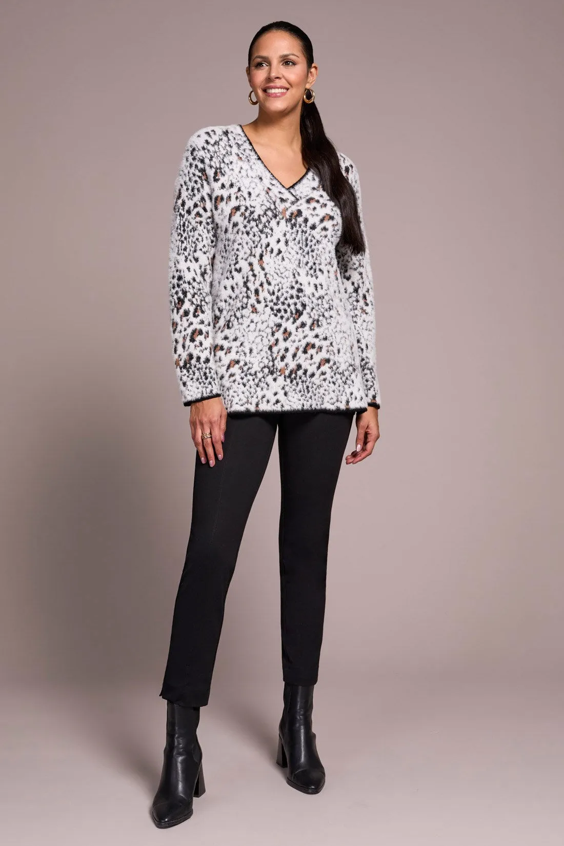 Fuzzy Animal Print Long-Sleeve V-Neck Sweater-Moonstone sold by Tribal product image thumbnail 2