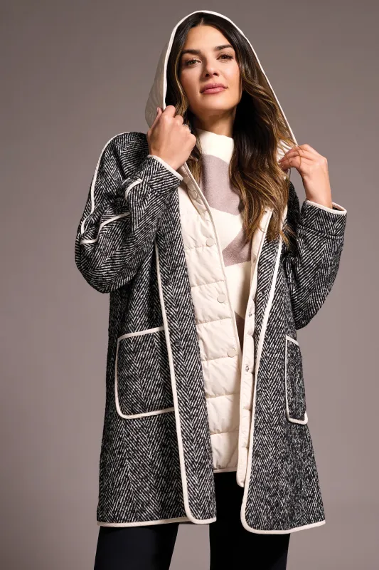 Herringbone Lightweight Fooler Coat-H charcoal made by Tribal