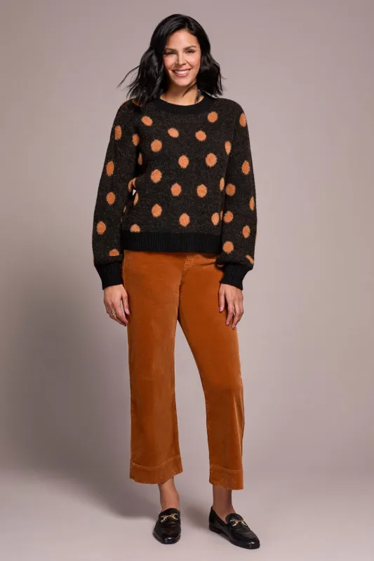 Knit Eyelash Crew Neck Polka-Dot Sweater-Black sold by Tribal
