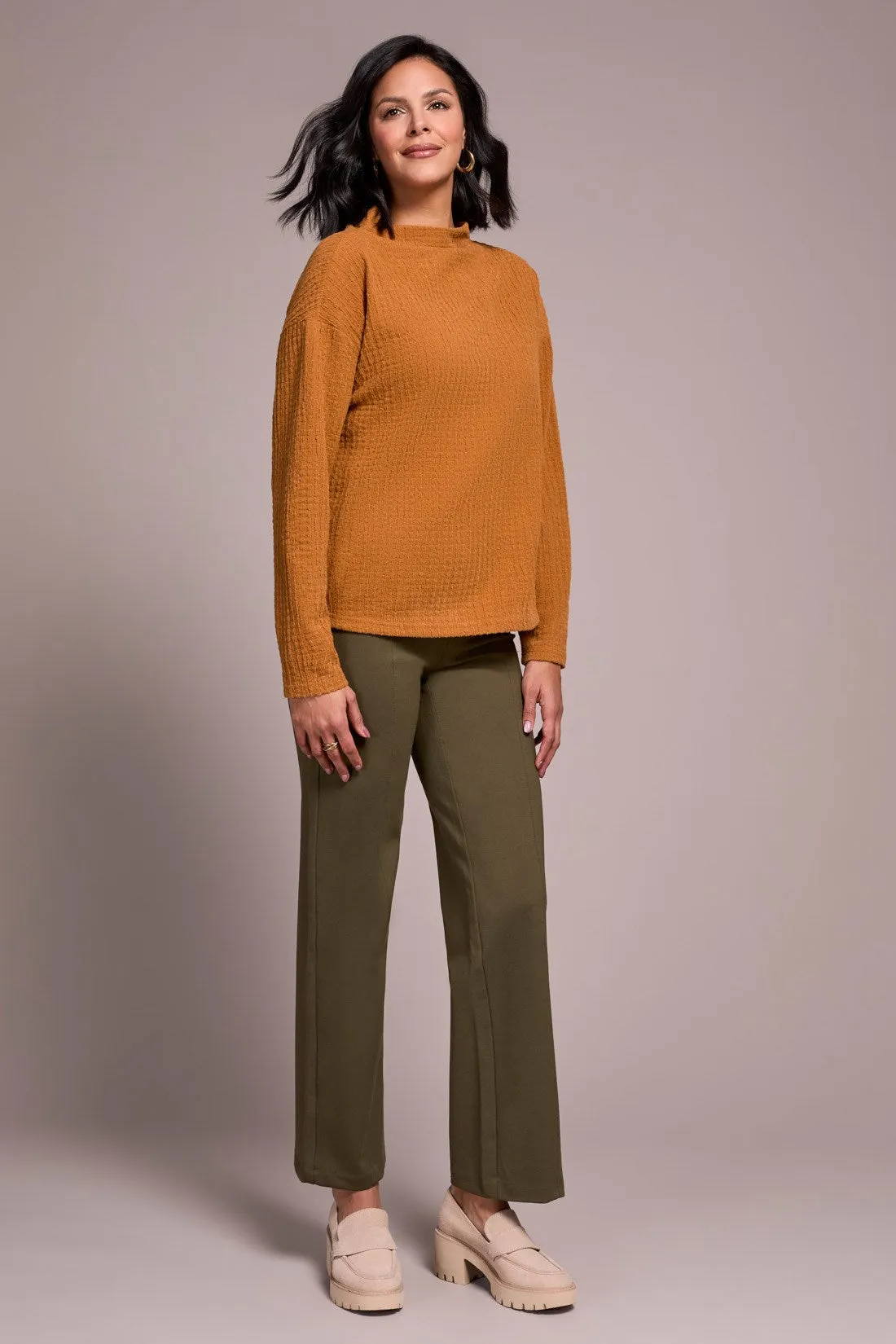 Lightweight Funnel Neck Dolman Sleeve Knit Top-Bran sold by Tribal product image thumbnail 2