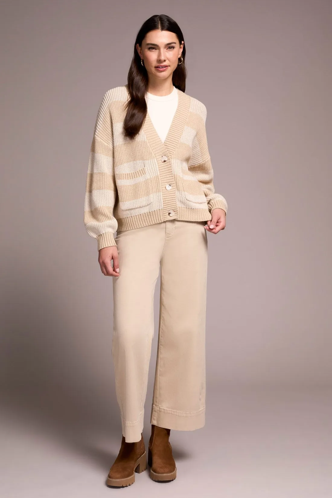 Buttoned-Front Sweater Cardigan-H latte sold by Tribal