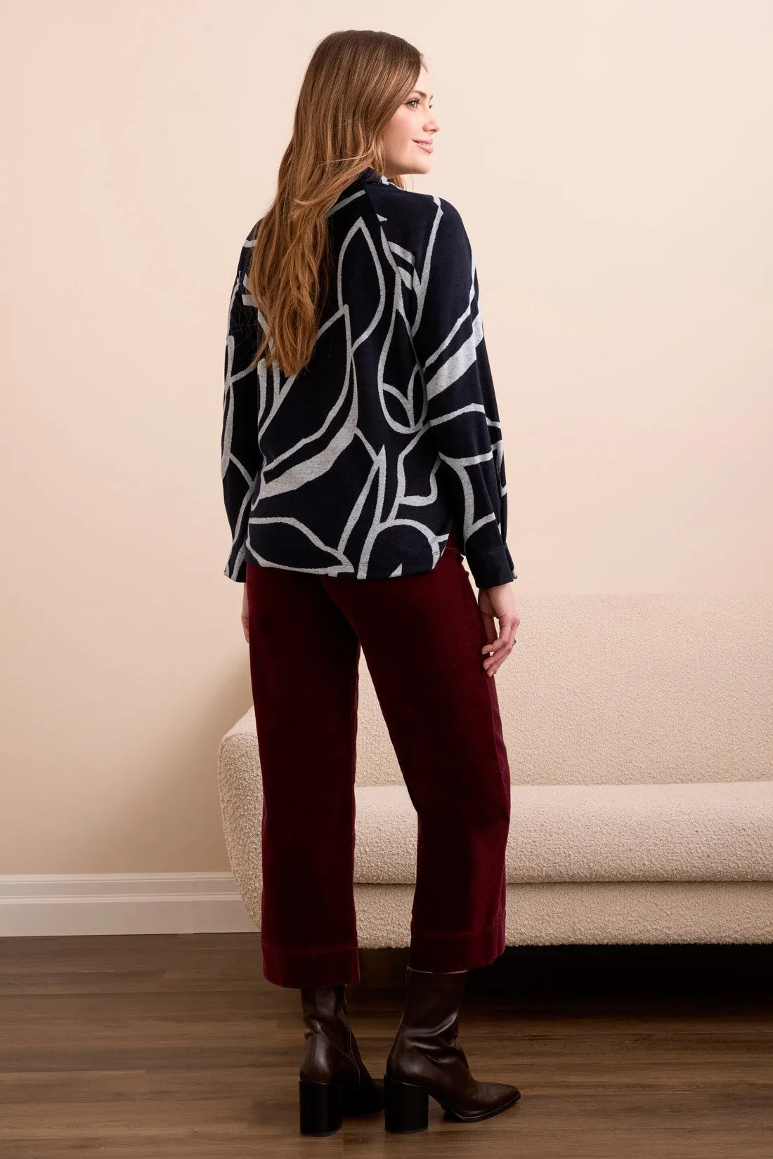 Super Soft Johnny Collar Top With Side Slits-Grey mix sold by Tribal product image thumbnail 3