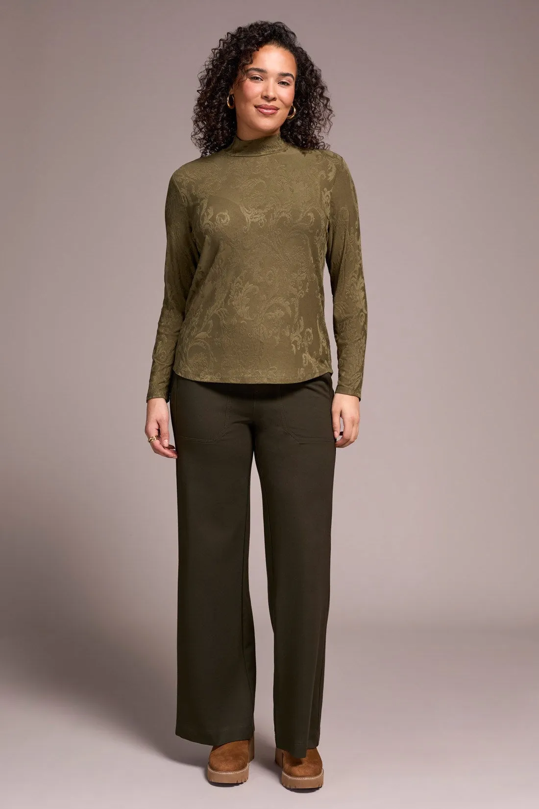 Jacquard Knit Long-Sleeve Mock Neck Top-Ivy sold by Tribal product image thumbnail 2