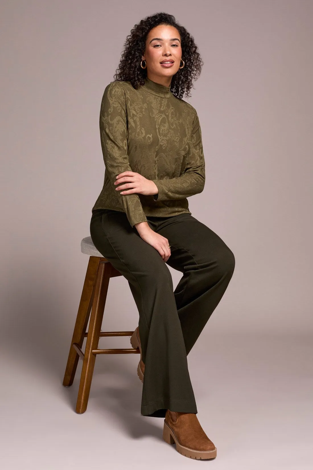 Jacquard Knit Long-Sleeve Mock Neck Top-Ivy sold by Tribal product image thumbnail 3