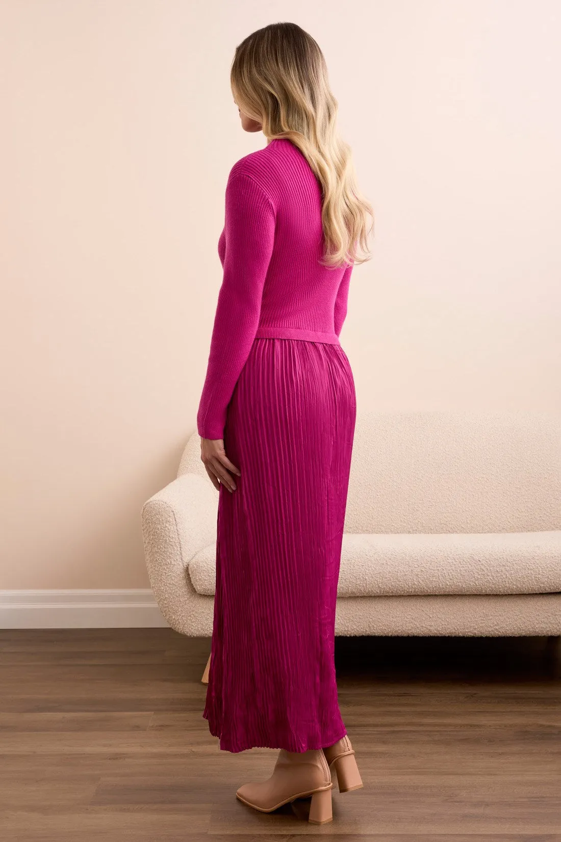 Lined Long-Sleeve Twofer Maxi Dress-Pink flambe sold by Tribal product image thumbnail 4