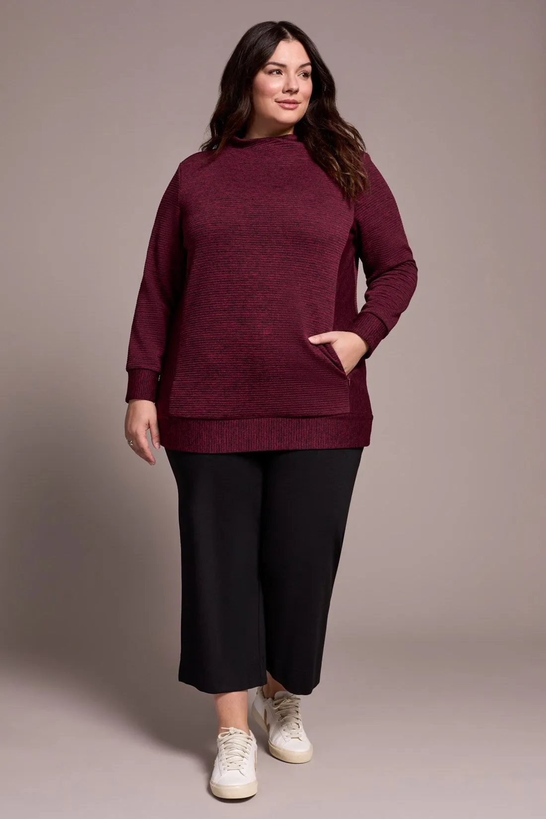 Long-Sleeve Tunic With Invisible Pockets-Wine sold by Tribal