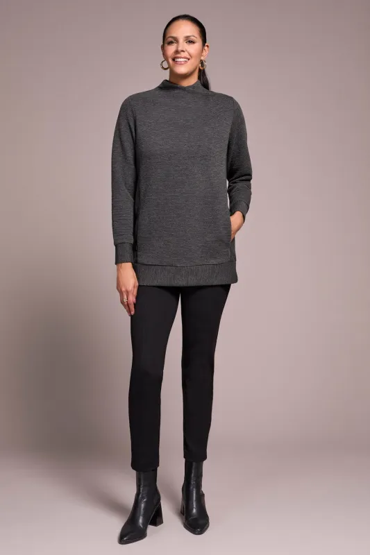 Long-Sleeve Tunic With Invisible Pockets-Charcoal sold by Tribal