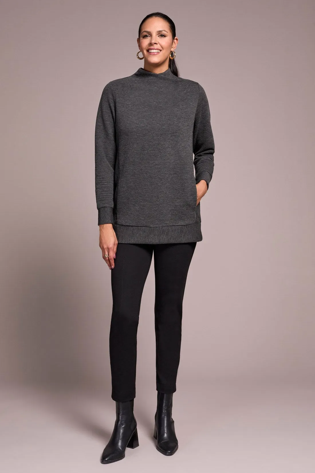 Long-Sleeve Tunic With Invisible Pockets-Charcoal sold by Tribal