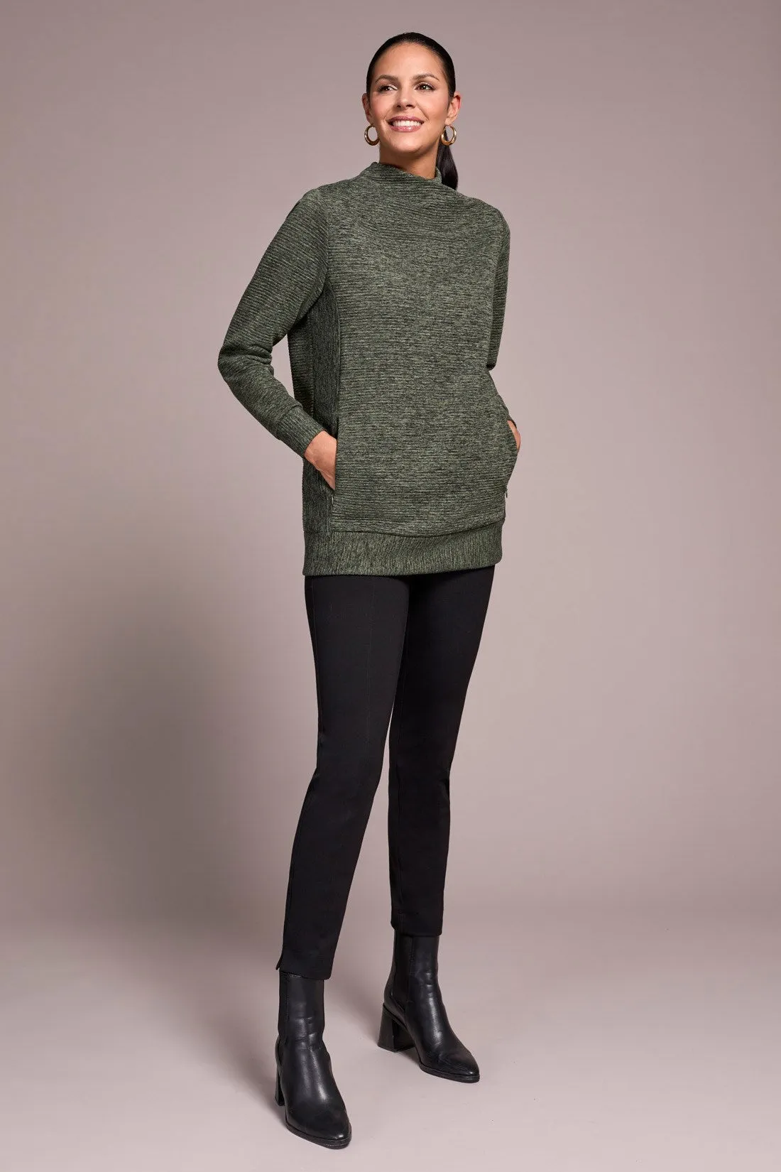 Long-Sleeve Tunic With Invisible Pockets-Chive sold by Tribal