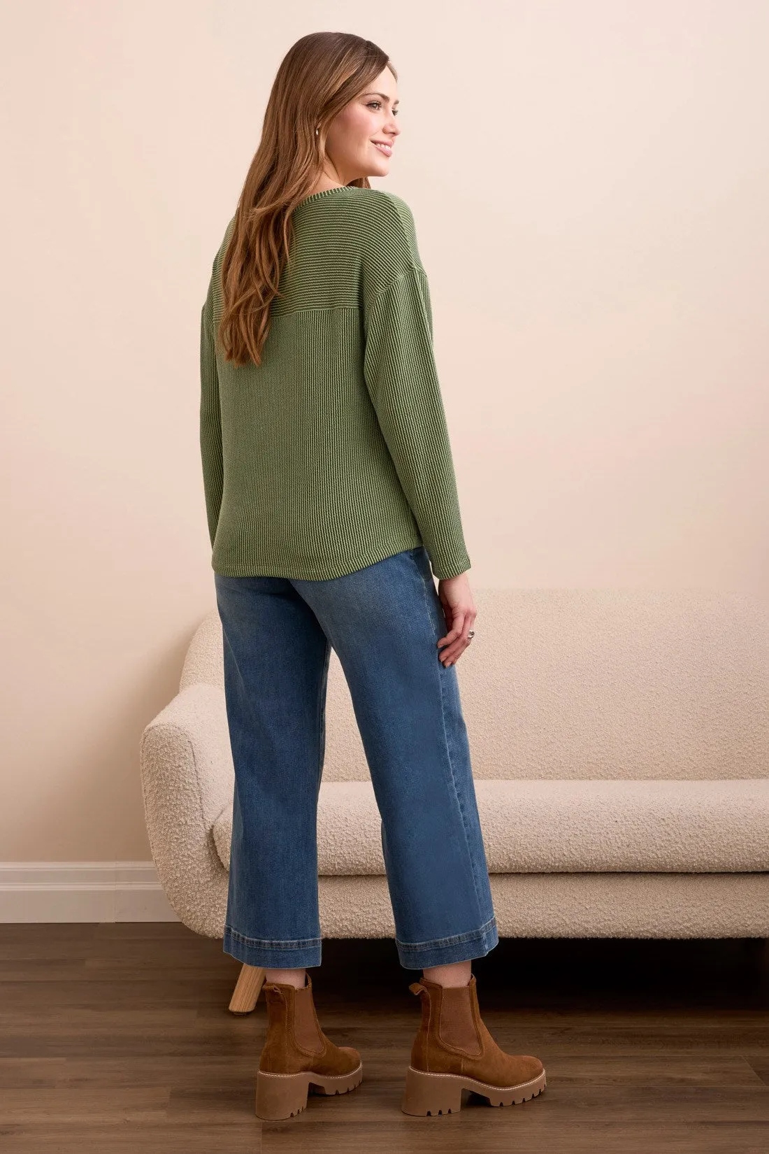 Long-Sleeve Notch Collar Top-Chive sold by Tribal product image thumbnail 3