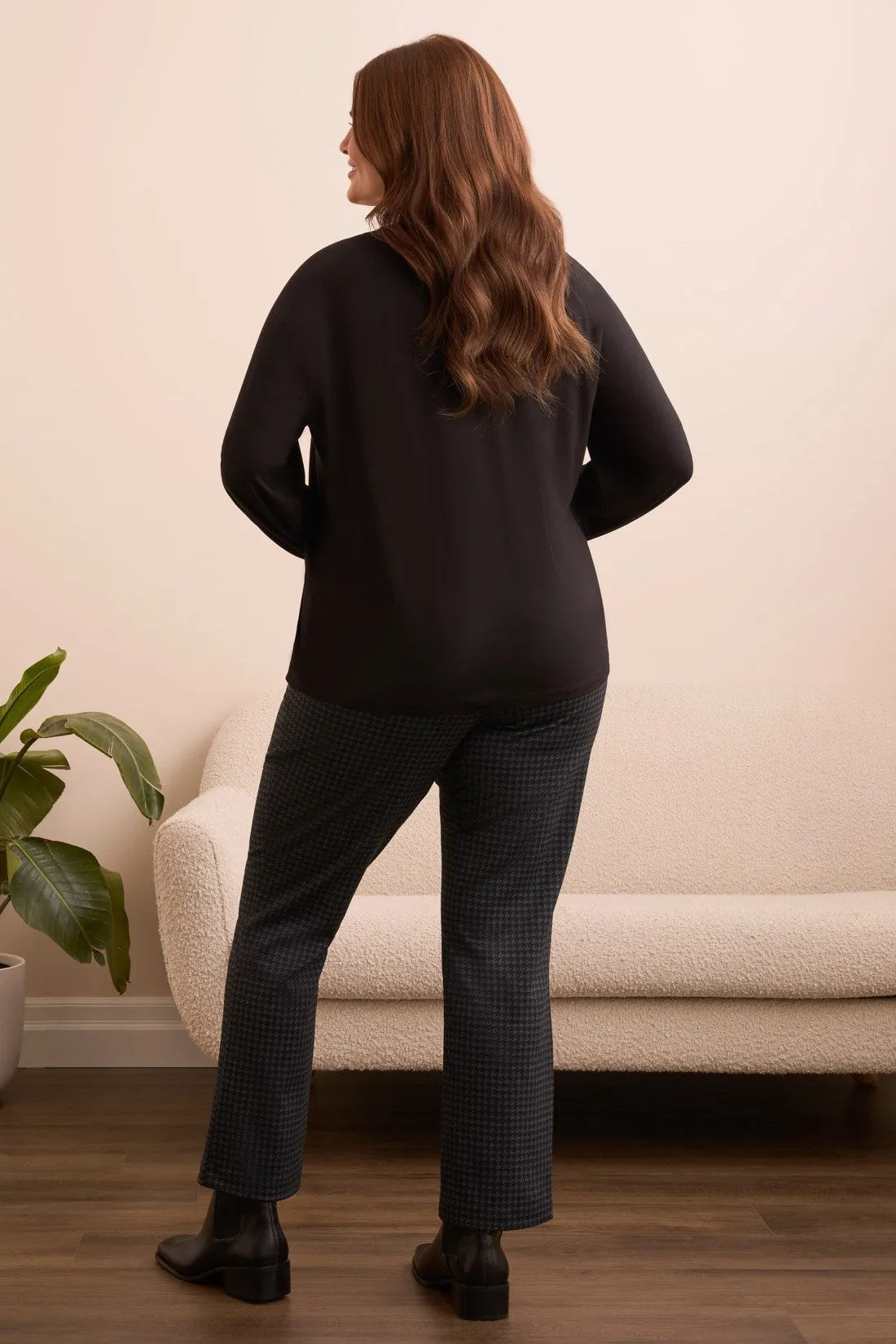 Pleat-Accent Long-Sleeve V-Neck Top-Black sold by Tribal product image thumbnail 4