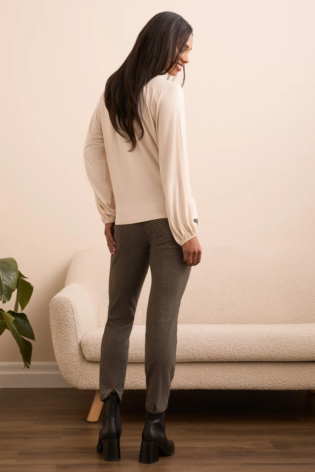 Pleat-Accent Long-Sleeve V-Neck Top-Moonstone sold by Tribal product image thumbnail 4