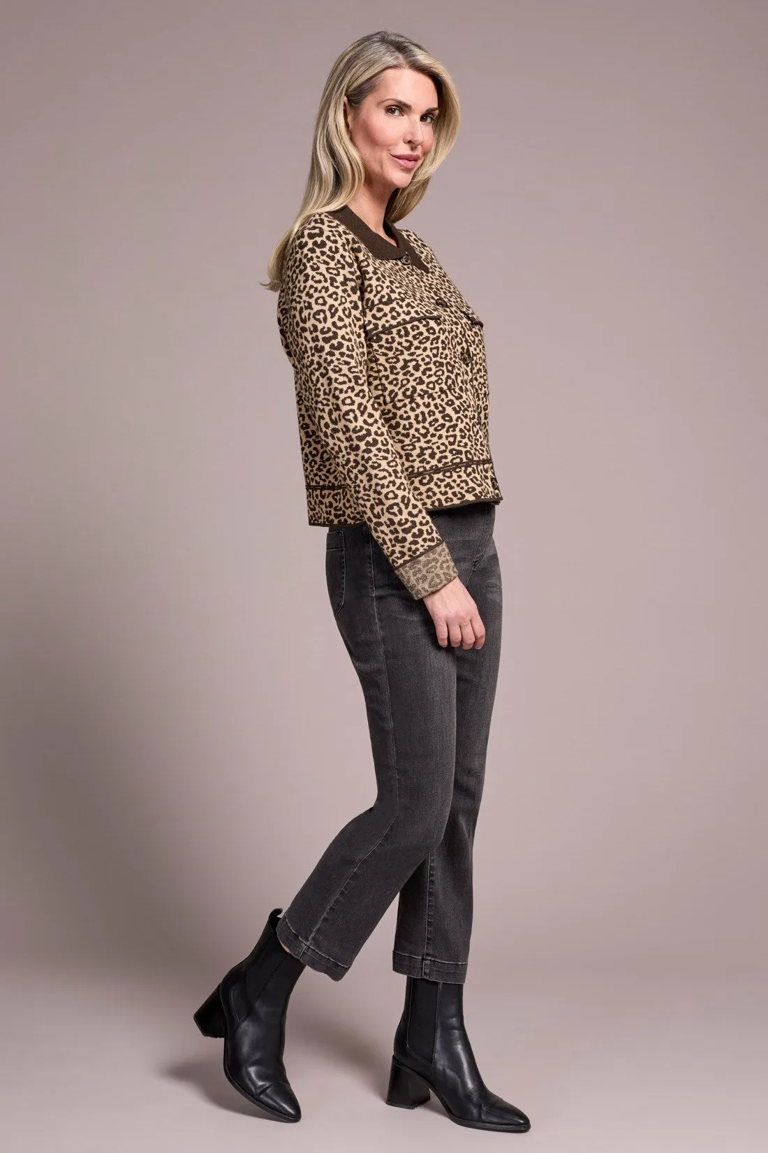 Double Knit Button-Front Stripe Cardigan-Ice latte sold by Tribal product image thumbnail 2