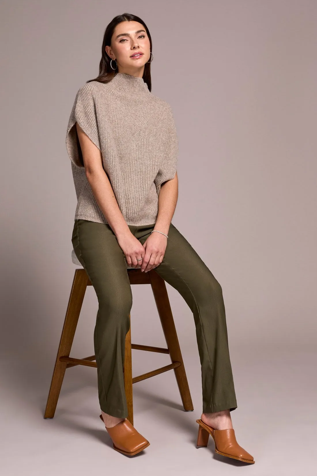 Cap Sleeve Mock Neck Knit Top-Oatmeal sold by Tribal product image thumbnail 3