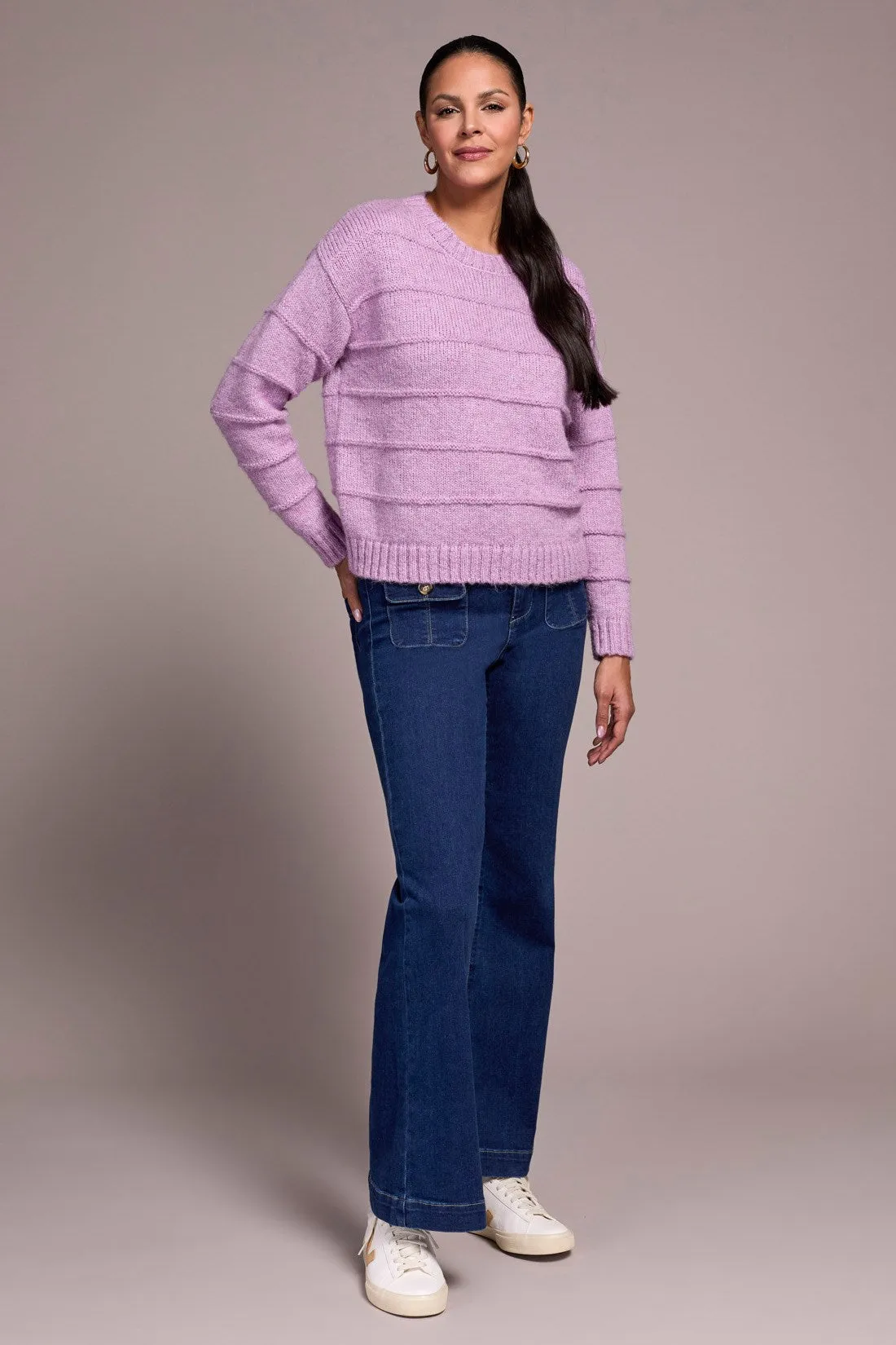 Heathered Stripe Crew Neck Sweater-H purplelotus sold by Tribal product image thumbnail 2