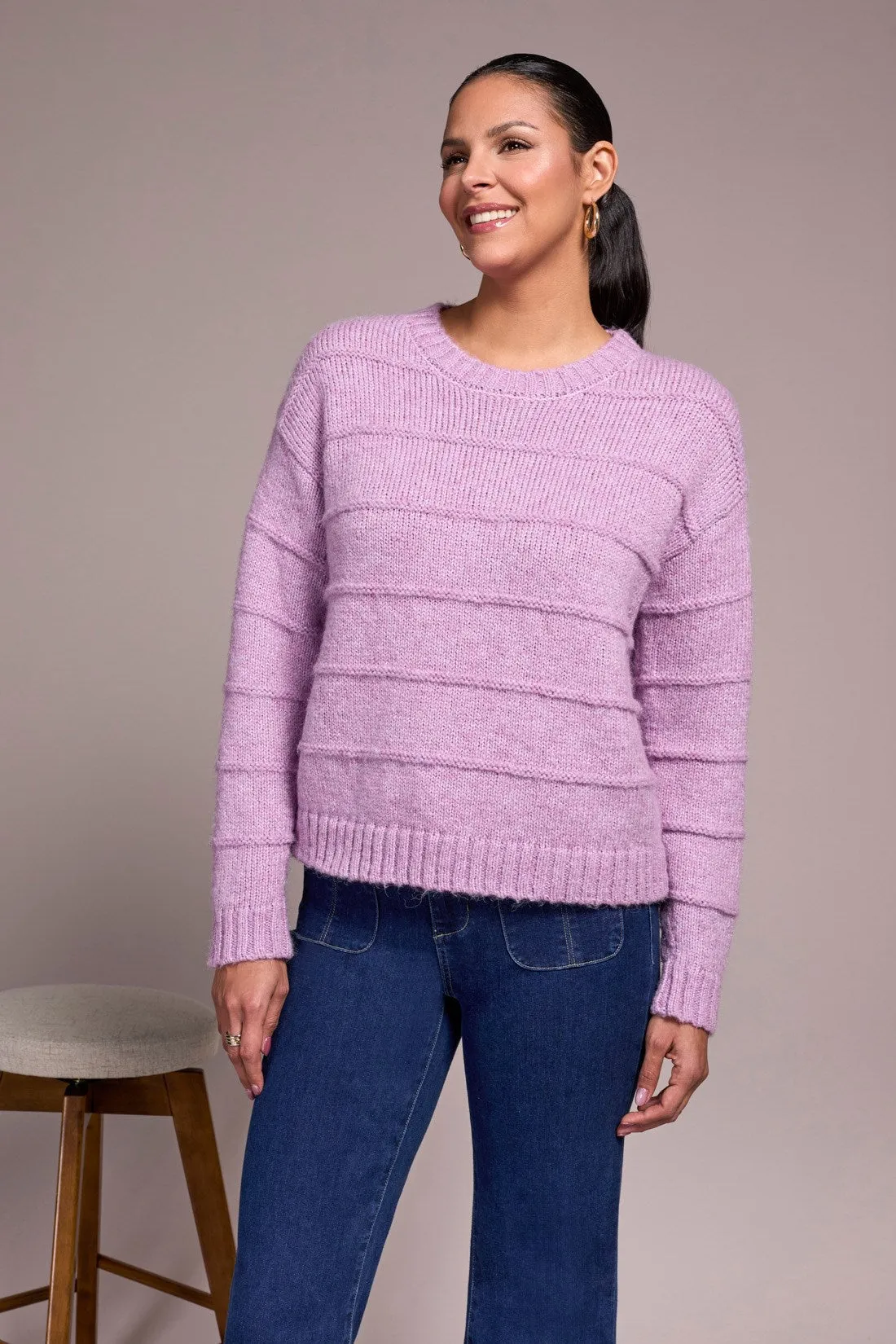 Heathered Stripe Crew Neck Sweater-H purplelotus sold by Tribal product image thumbnail 3