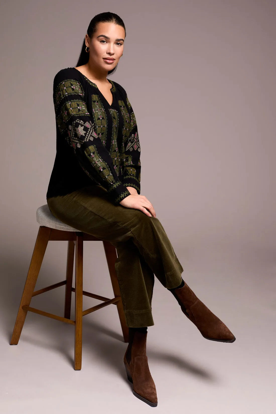 Embroidered Boho Blouse-Black sold by Tribal product image thumbnail 3