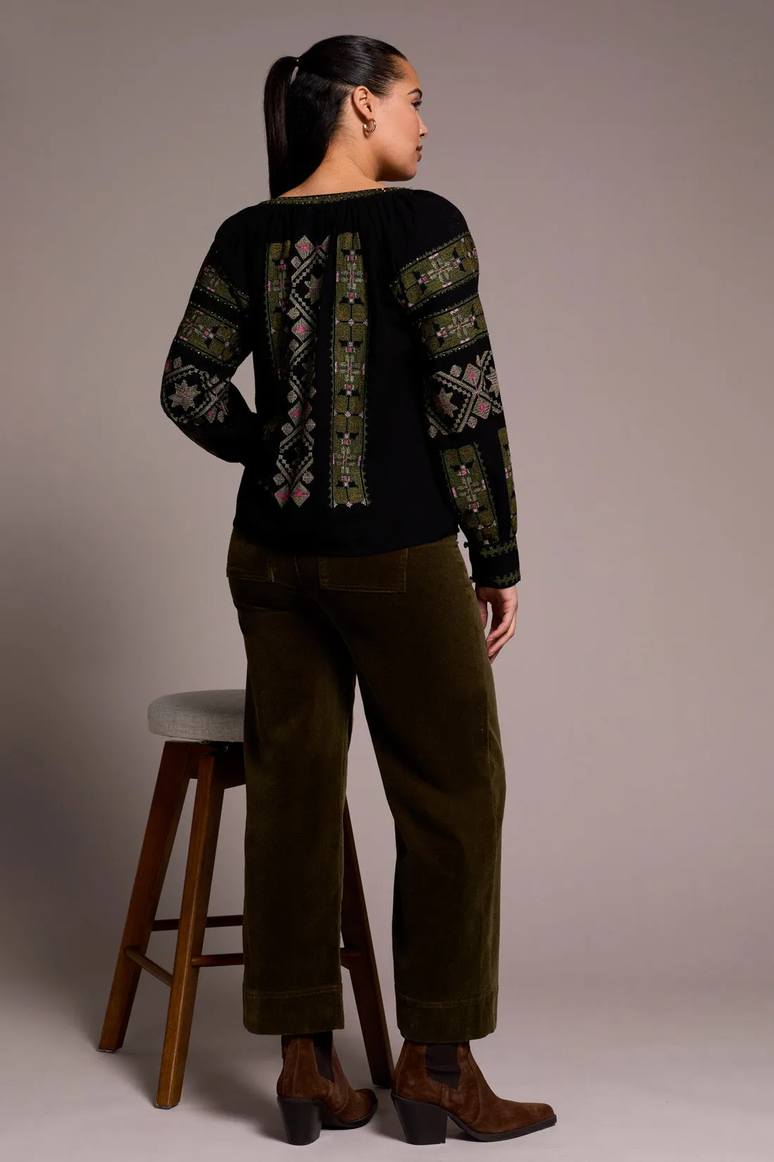 Embroidered Boho Blouse-Black sold by Tribal product image thumbnail 4