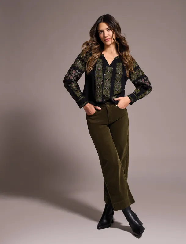 Embroidered Boho Blouse-Black sold by Tribal