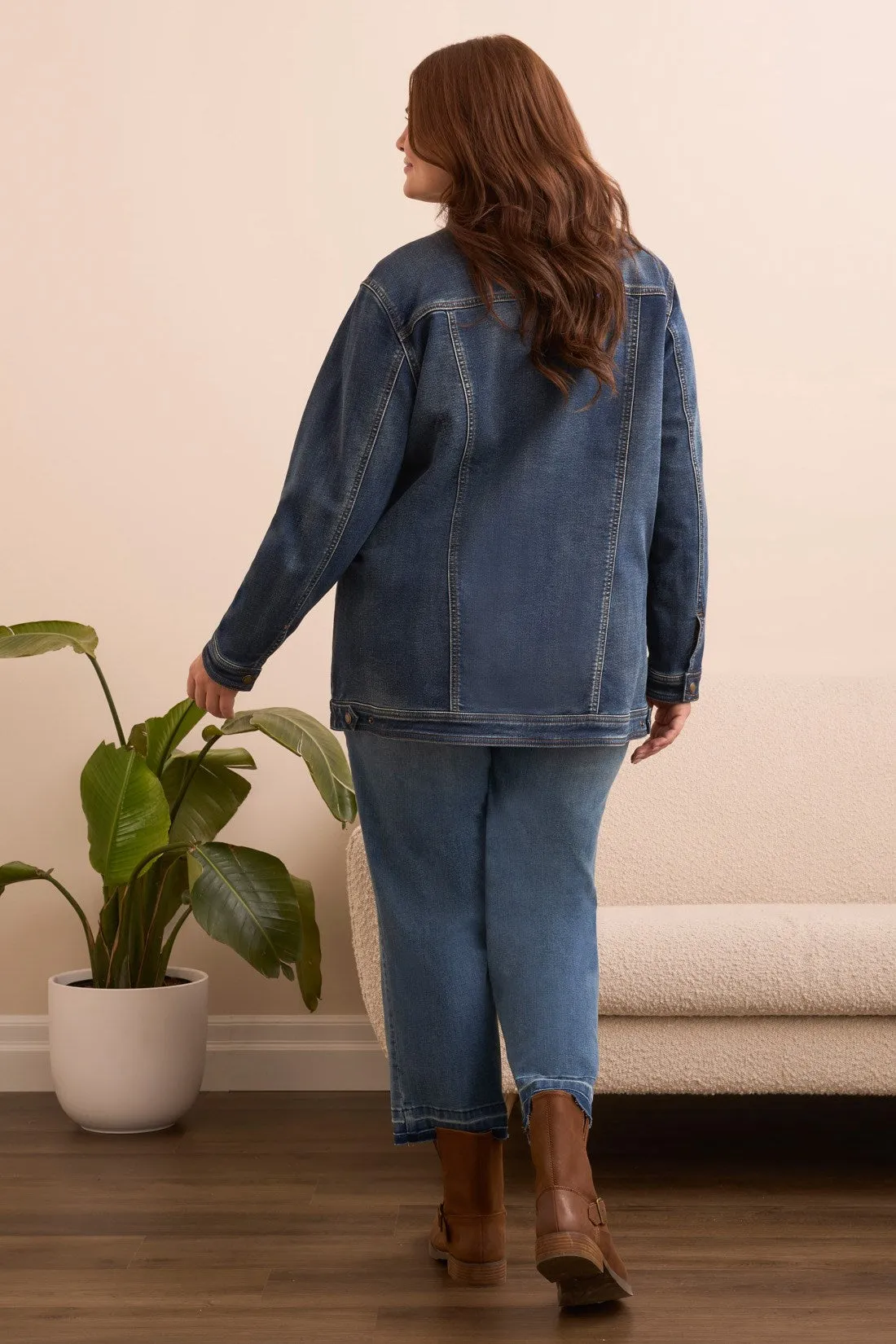 Comfort Stretch Maxi Denim Jacket-Medwash sold by Tribal product image thumbnail 4