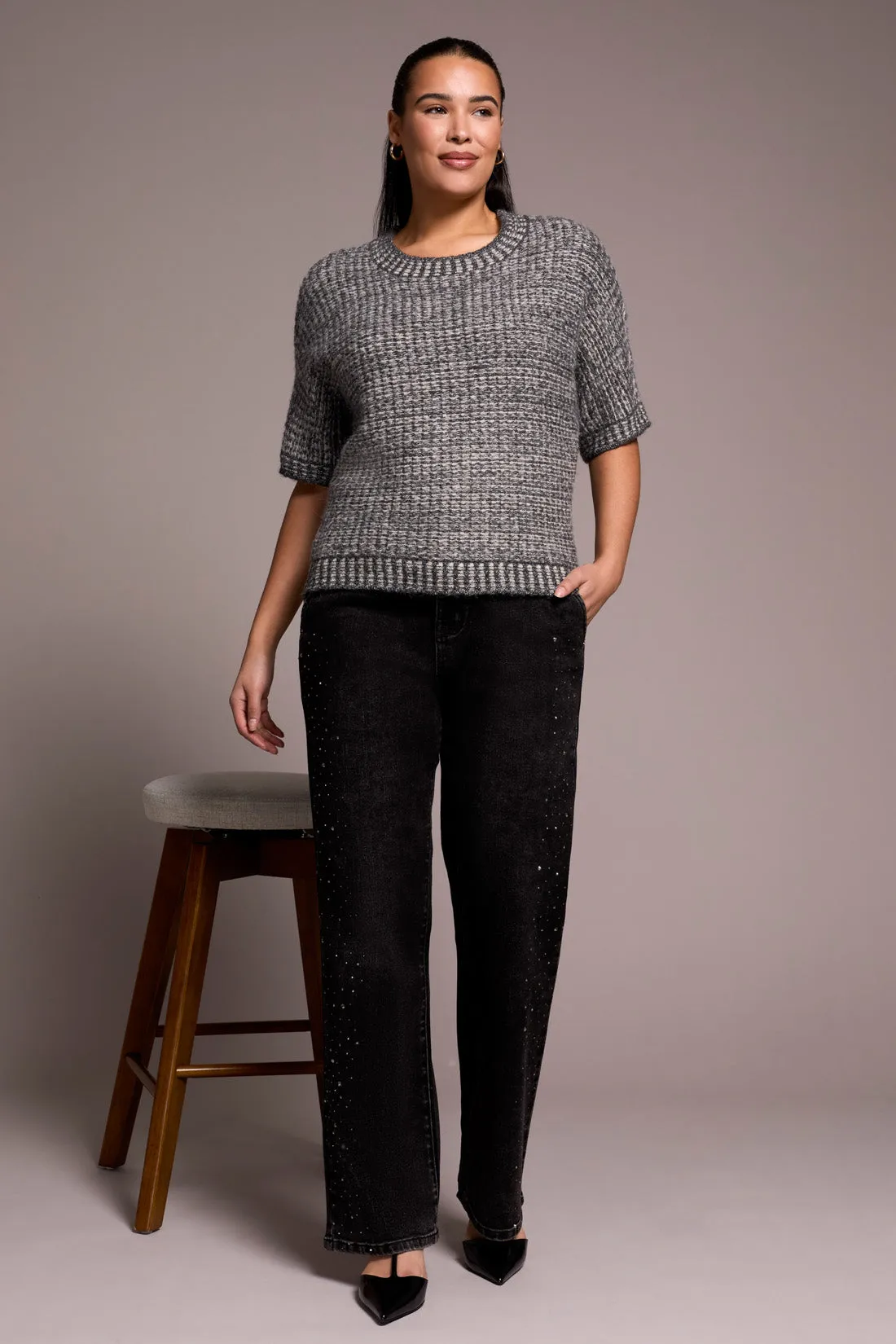 Brooke High Rise Super Straight Rhinestone Jeans-Jewelgrey sold by Tribal product image thumbnail 3