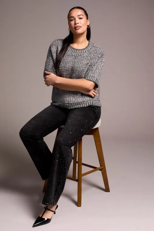 Brooke High Rise Super Straight Rhinestone Jeans-Jewelgrey sold by Tribal