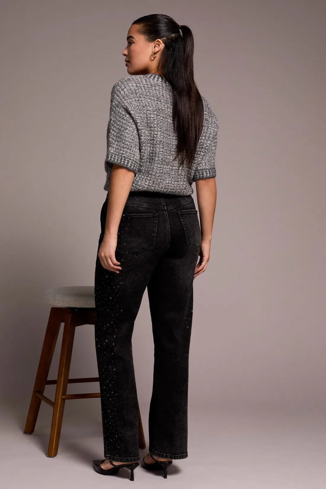 Brooke High Rise Super Straight Rhinestone Jeans-Jewelgrey sold by Tribal product image thumbnail 4