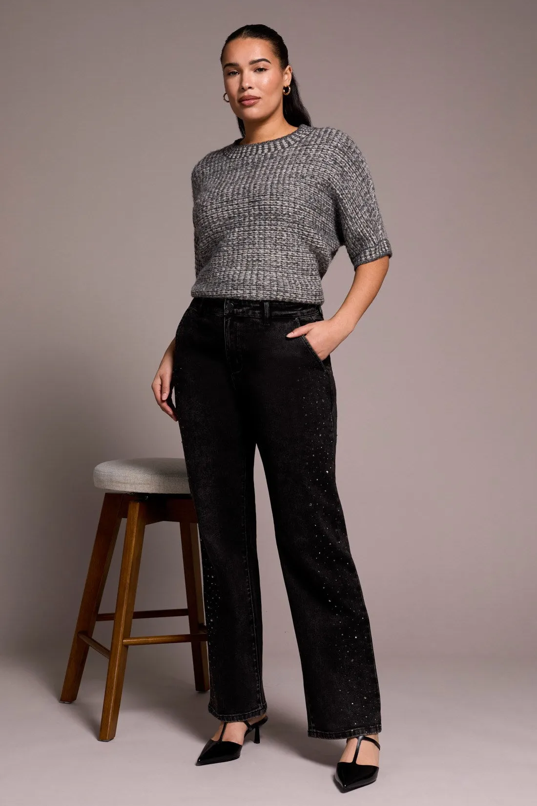 Brooke High Rise Super Straight Rhinestone Jeans-Jewelgrey sold by Tribal product image thumbnail 2