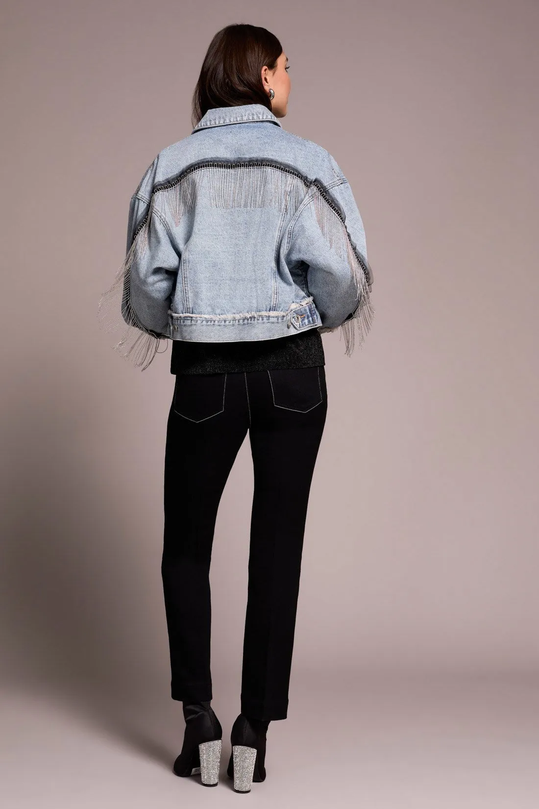 Denim Jacket With Chain Fringe Detail At Back-Bluesnow sold by Tribal product image thumbnail 2