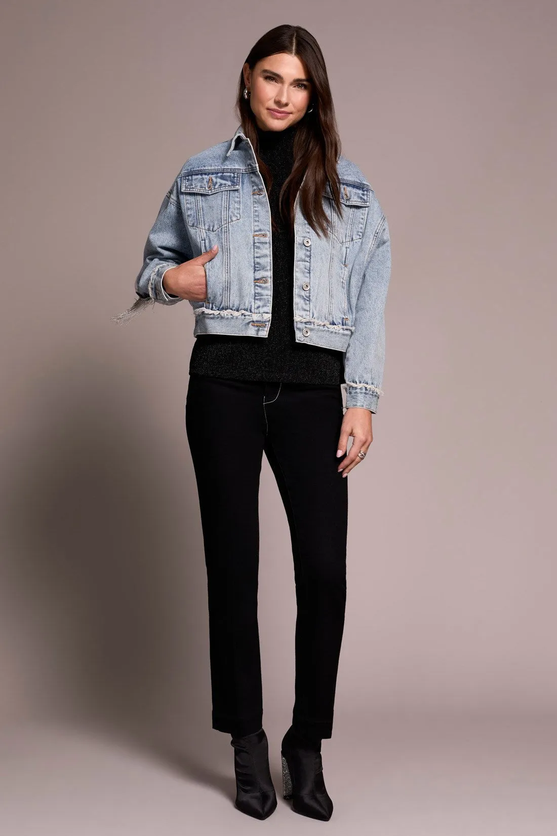 Denim Jacket With Chain Fringe Detail At Back-Bluesnow sold by Tribal product image thumbnail 3