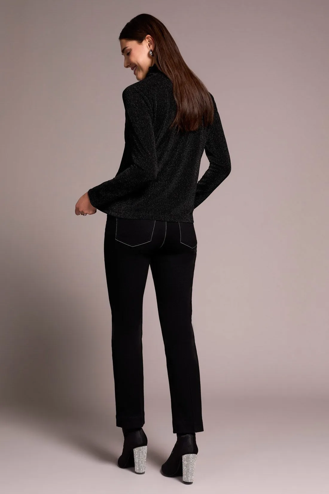 Lurex Long-Sleeve Mock Neck Knit Top-Black sold by Tribal product image thumbnail 4
