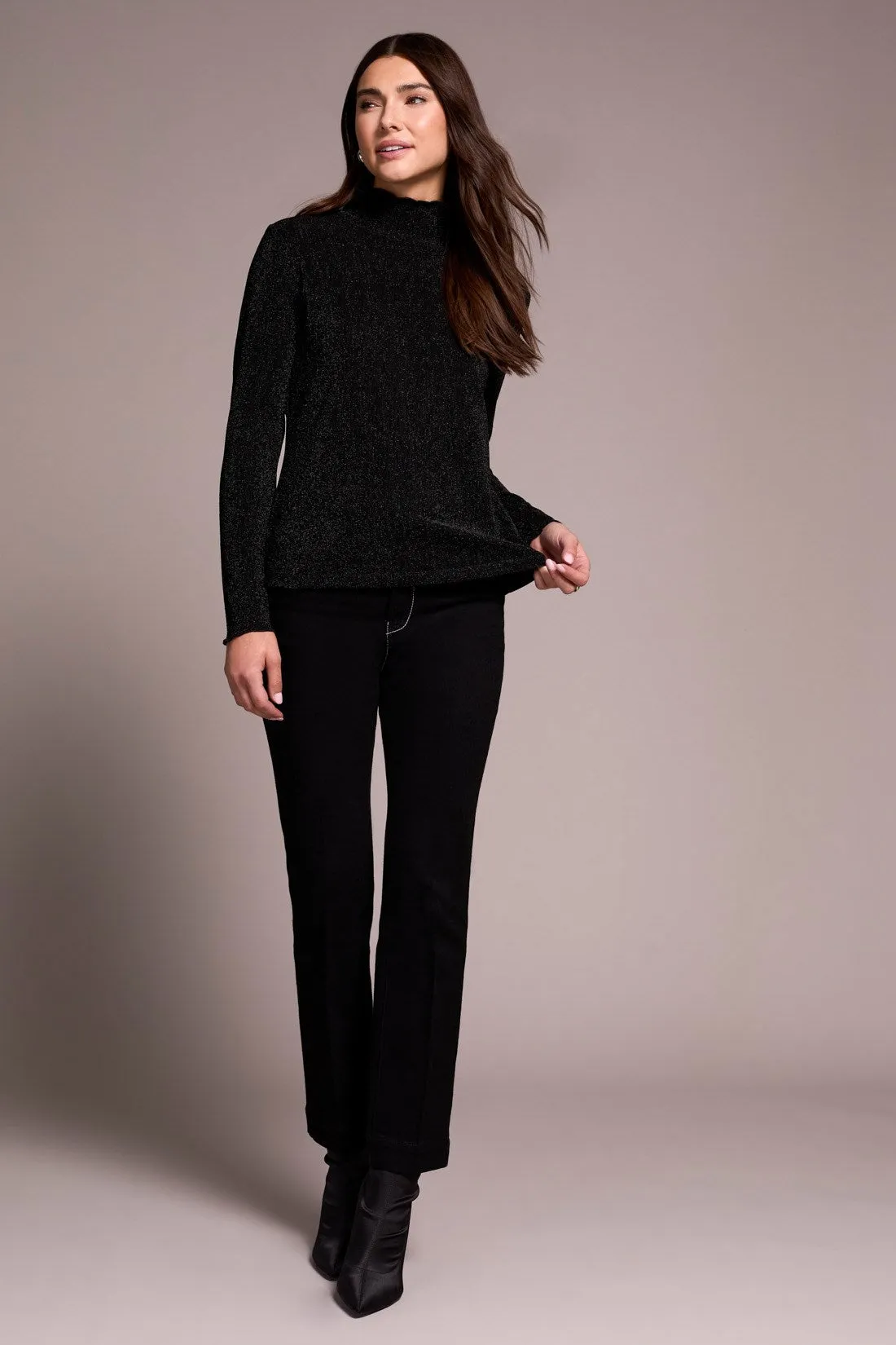 Lurex Long-Sleeve Mock Neck Knit Top-Black sold by Tribal product image thumbnail 2