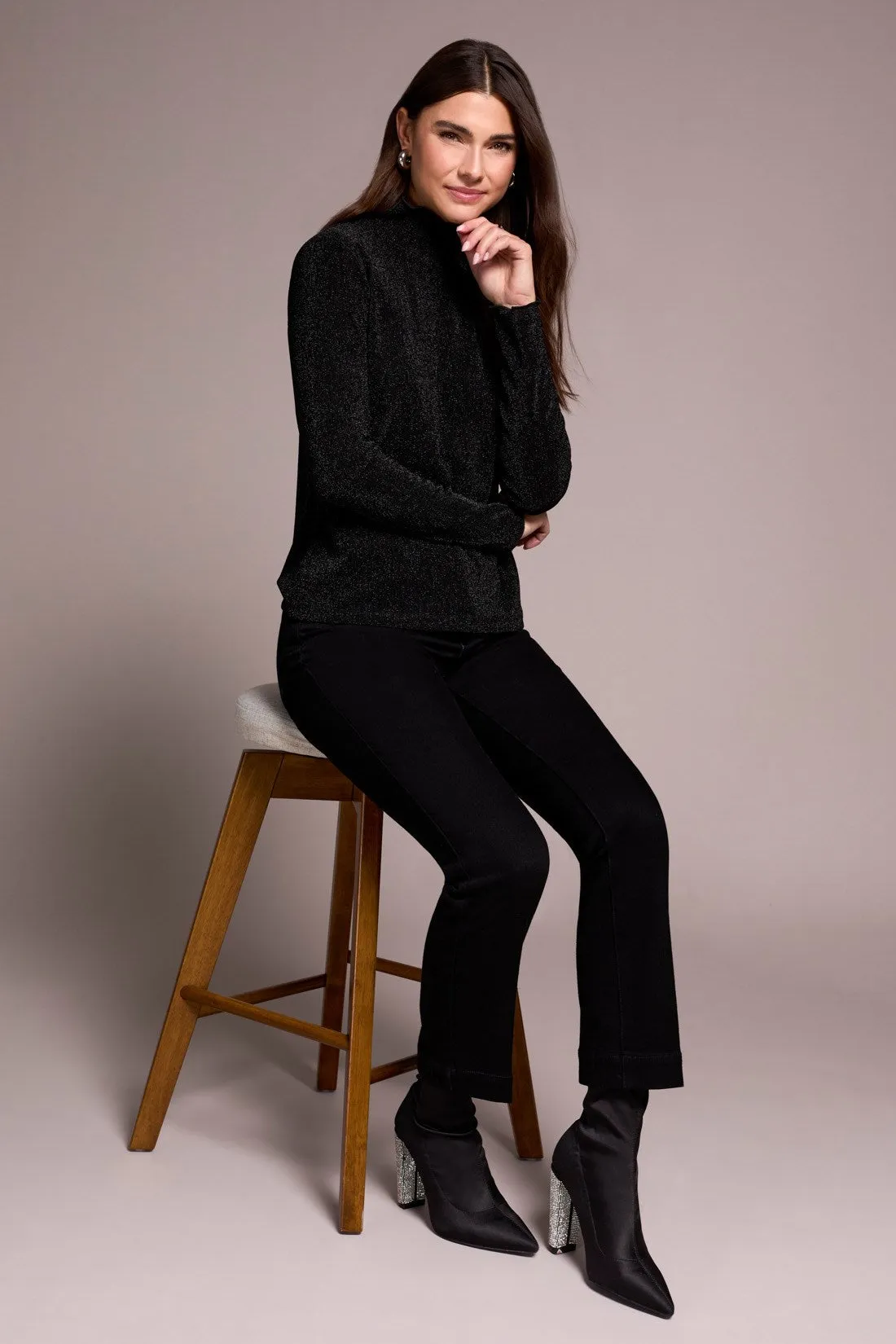 Lurex Long-Sleeve Mock Neck Knit Top-Black sold by Tribal product image thumbnail 3