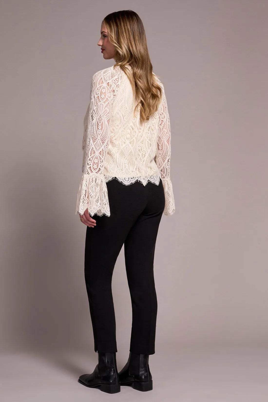 Lace Crew Newck Blouse With Lined Body-Moonstone sold by Tribal product image thumbnail 4