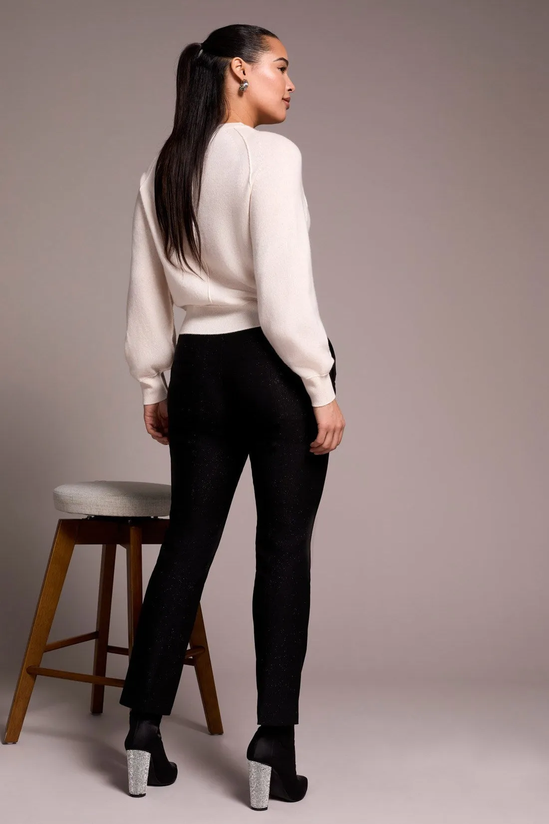 Glitter Bengaline Luxe Pull-On Ankle Pants-Black sold by Tribal product image thumbnail 3