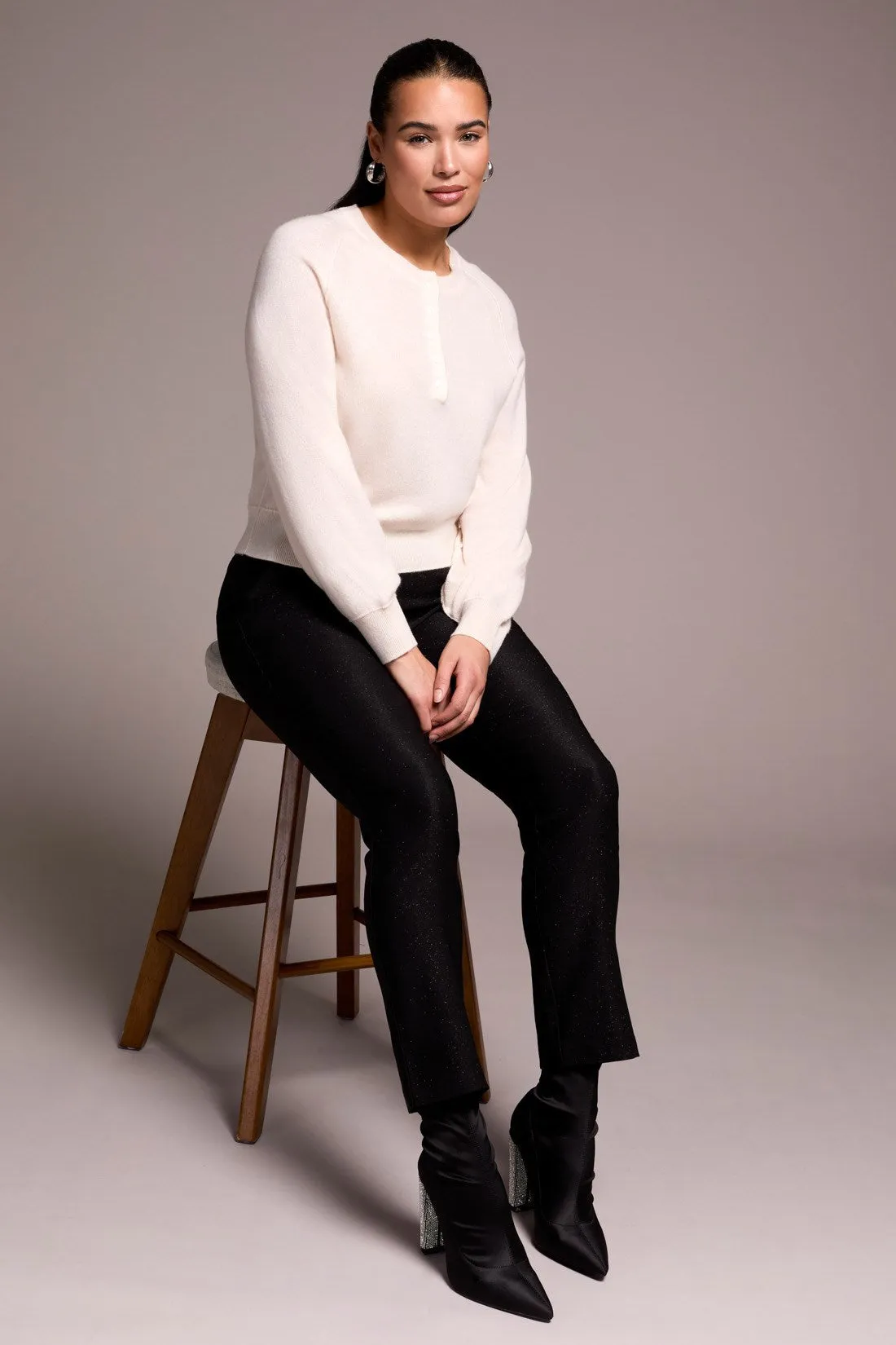 Glitter Bengaline Luxe Pull-On Ankle Pants-Black sold by Tribal product image thumbnail 4