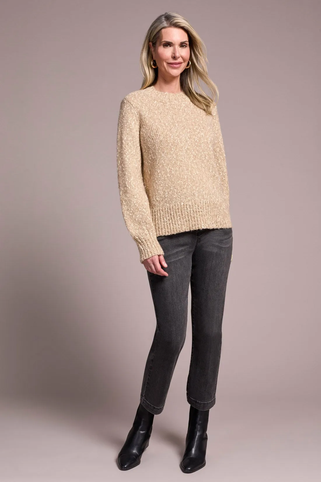 Novelty Mix Long-Sleeve Mock Neck Sweater-Sandstone sold by Tribal