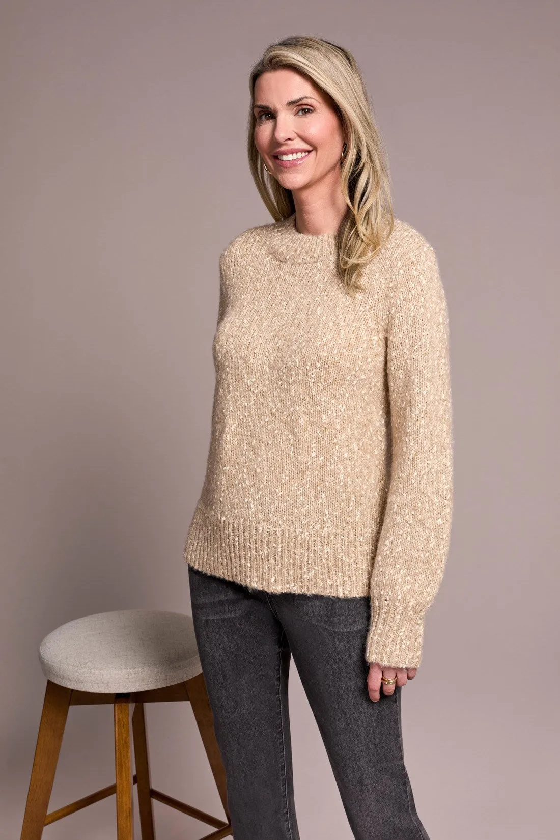 Novelty Mix Long-Sleeve Mock Neck Sweater-Sandstone sold by Tribal product image thumbnail 3