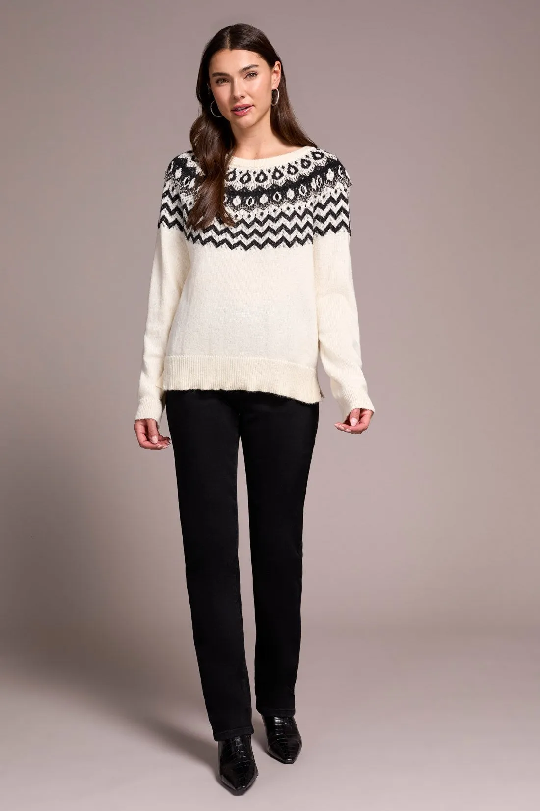 Fair Isle Soft Beaded Fair Isle Scoop Neck Sweater-Cream sold by Tribal product image thumbnail 2